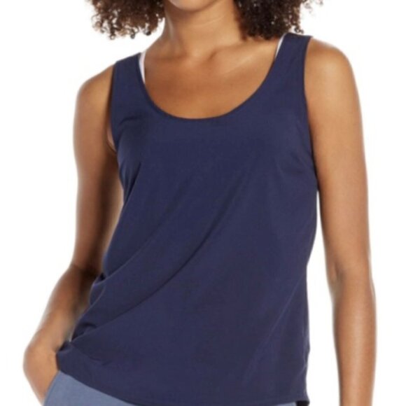 Zella Tops - ZELLA Navy Blue "Refined" V-Back Tank Top Small